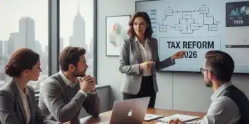 Group of people discussing 2026 IRS tax changes with a financial advisor.