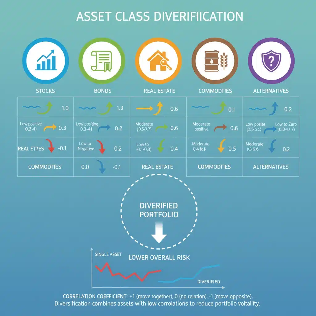 Infographic showing correlation of different asset classes for diversification