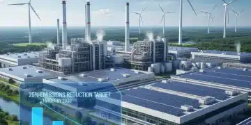 Industrial landscape with clean energy and reduced emissions, symbolizing EPA's 25% reduction target by 2030.