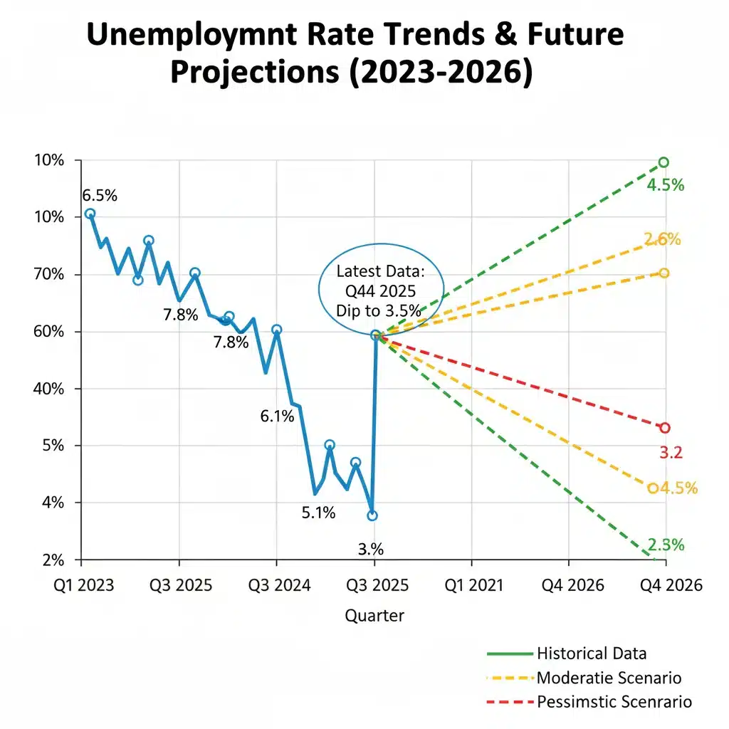 Historical and projected unemployment rate trends graph