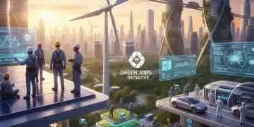 Diverse workforce building a sustainable future with green jobs