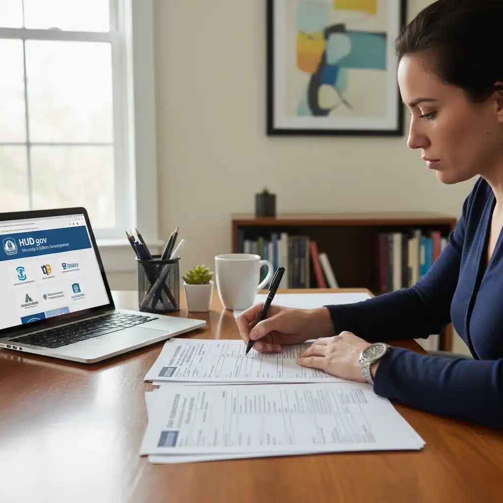 Person diligently completing housing assistance application forms on a desk