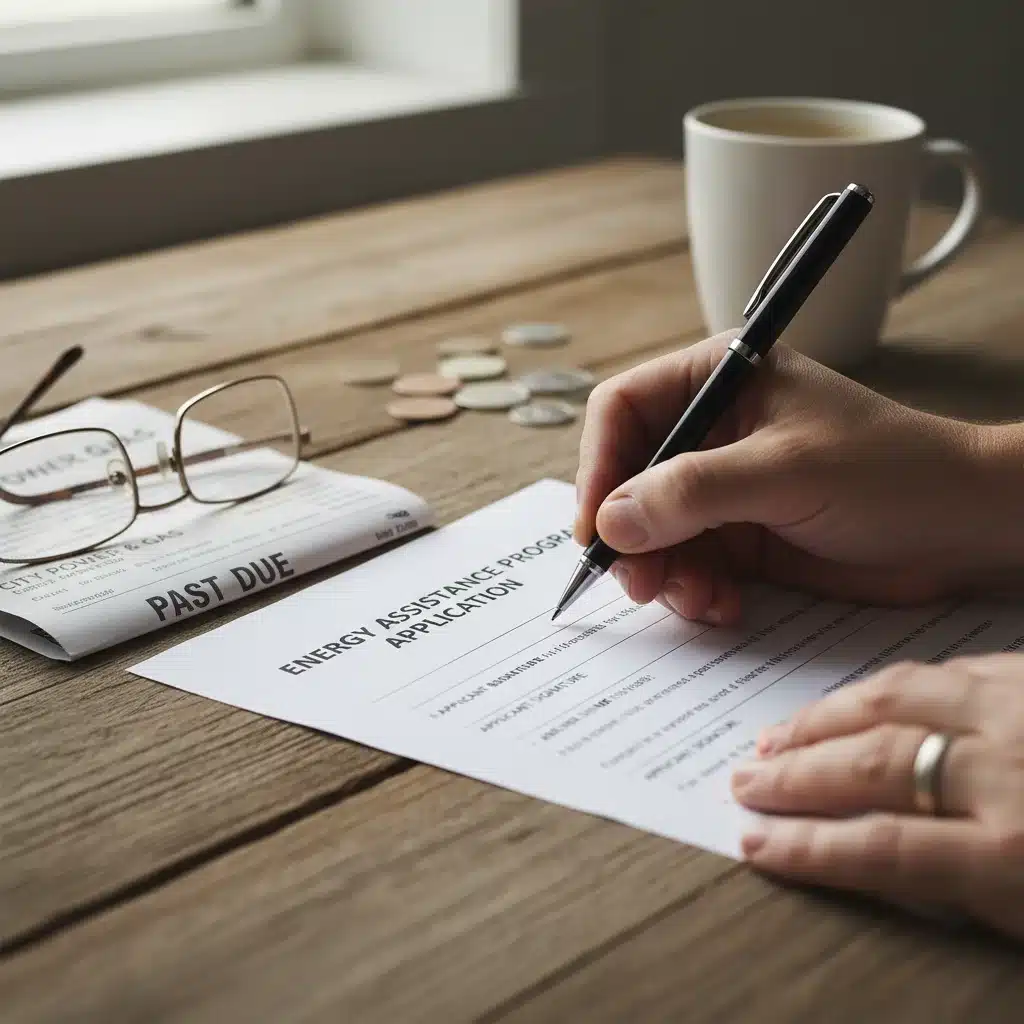 Person completing LIHEAP application form