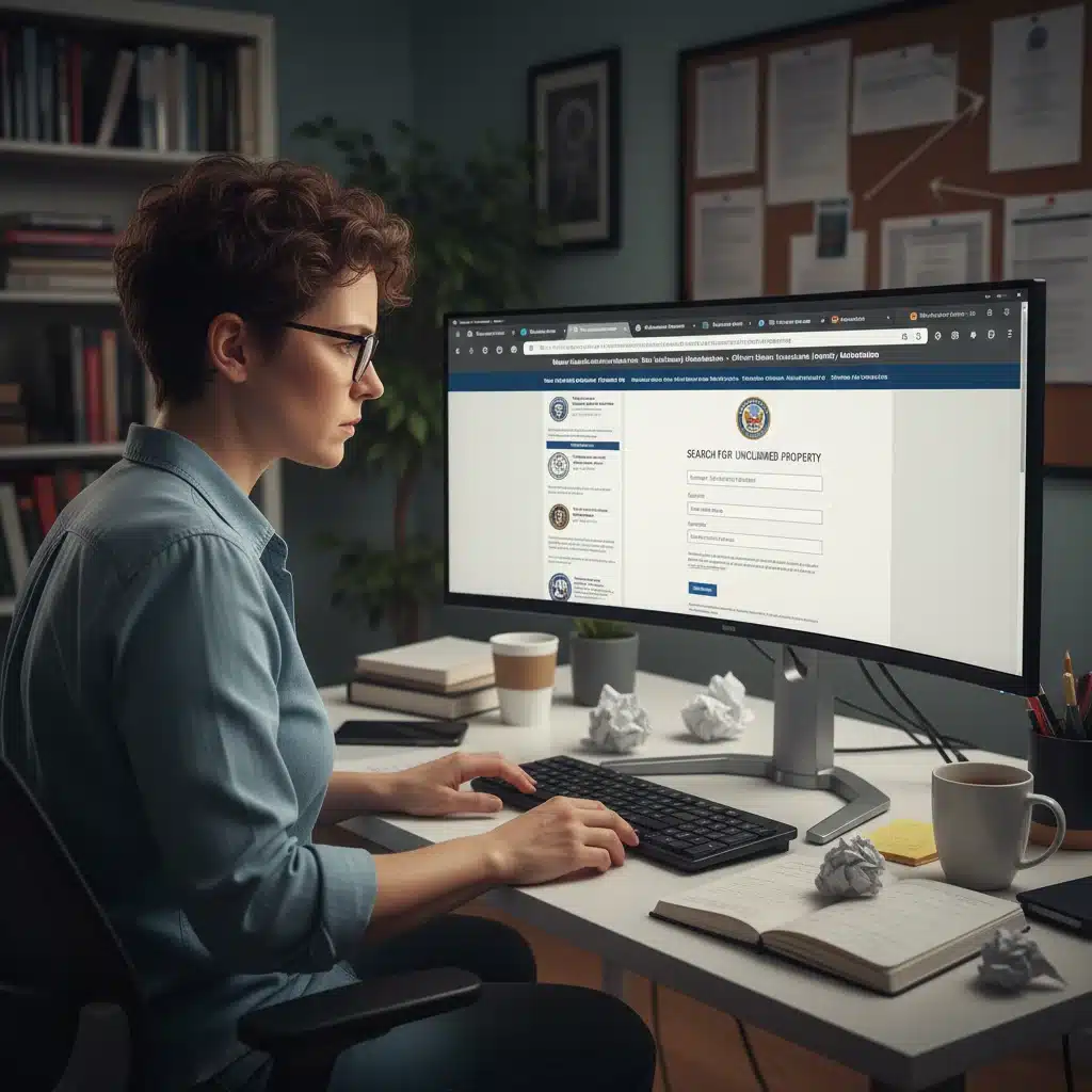 Person searching for unclaimed government funds online