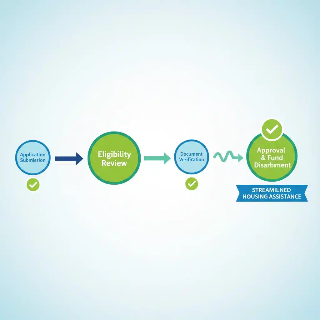 Infographic showing streamlined housing assistance approval process with faster timeline