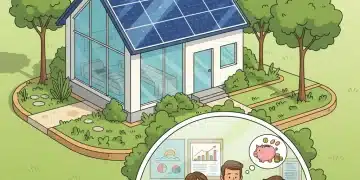 Family reviewing documents for 2026 federal tax credits for homeowners, modern energy-efficient home with solar panels