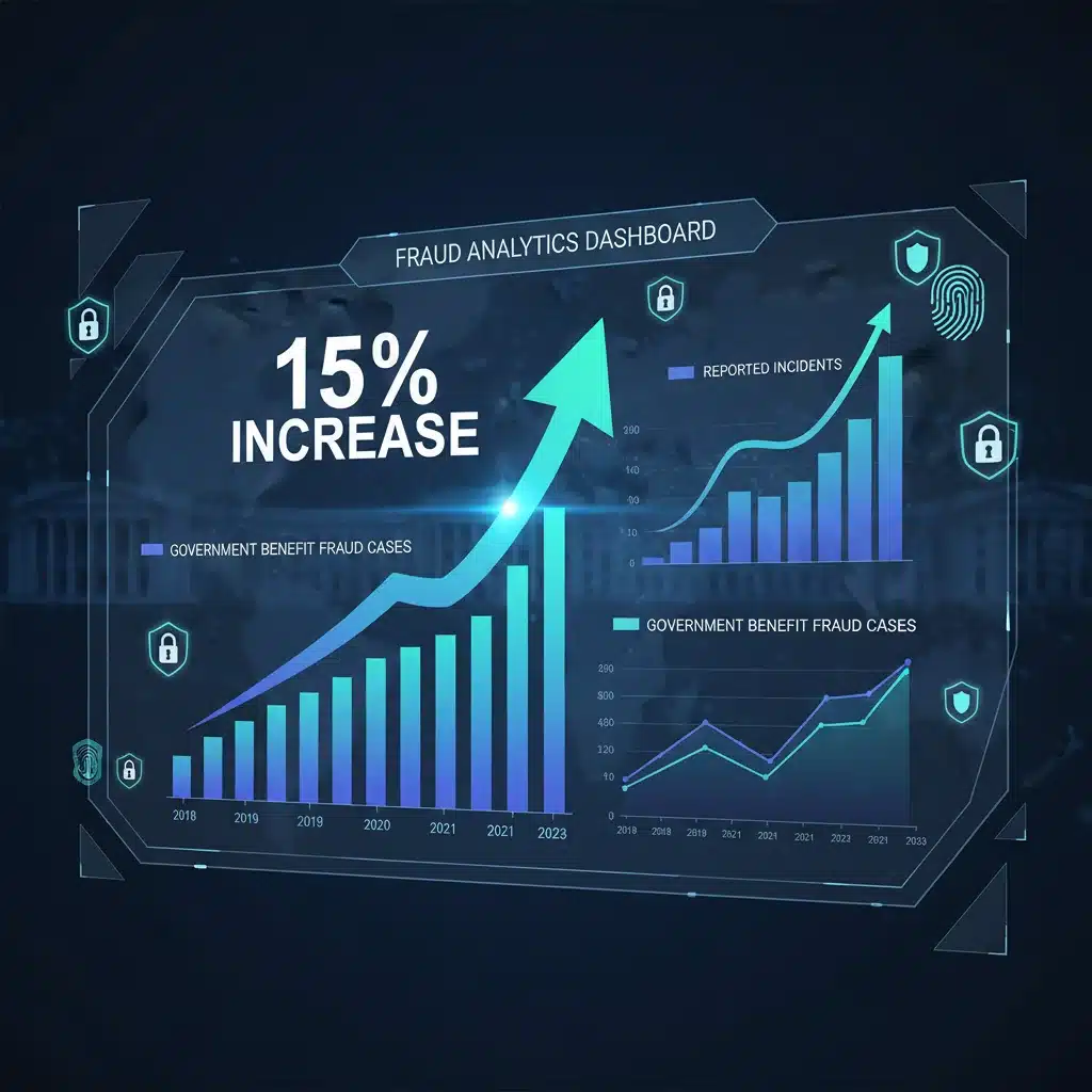 Data visualization showing a 15% increase in federal benefit fraud trends