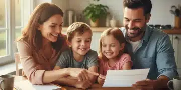 Family reviewing Child Tax Credit information on a tablet